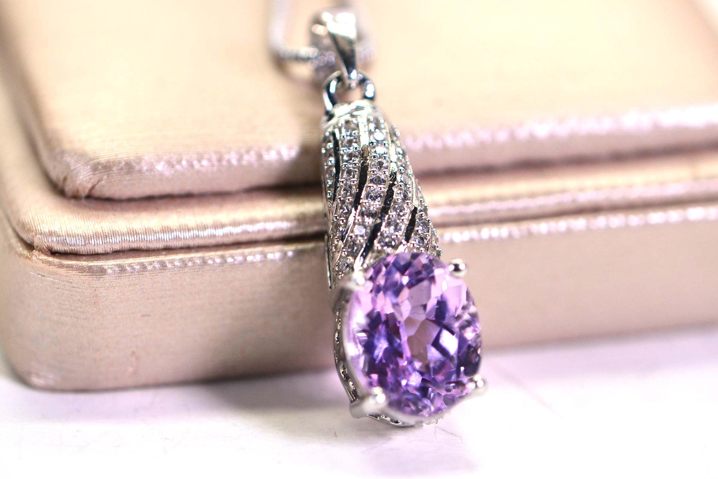 Natural Kunzite Pendant: Sterling Silver, Color Change Gemstone