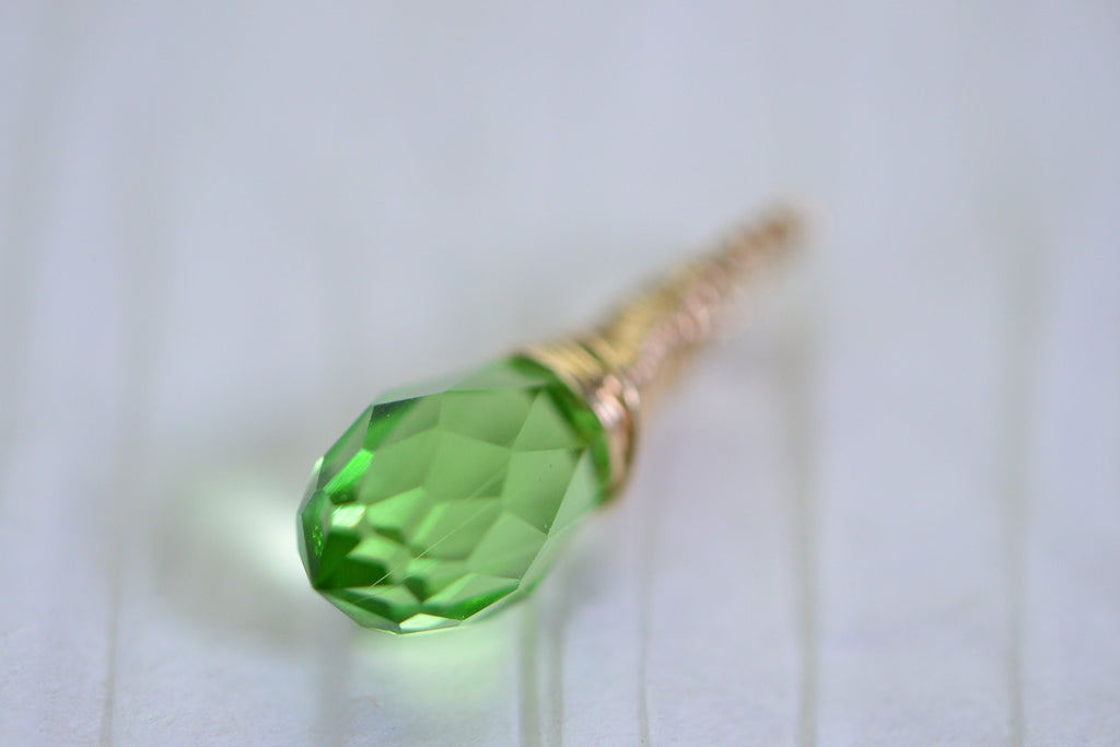Peridot Crystal Pendant Wire Wrapped Briolette Birthstone August