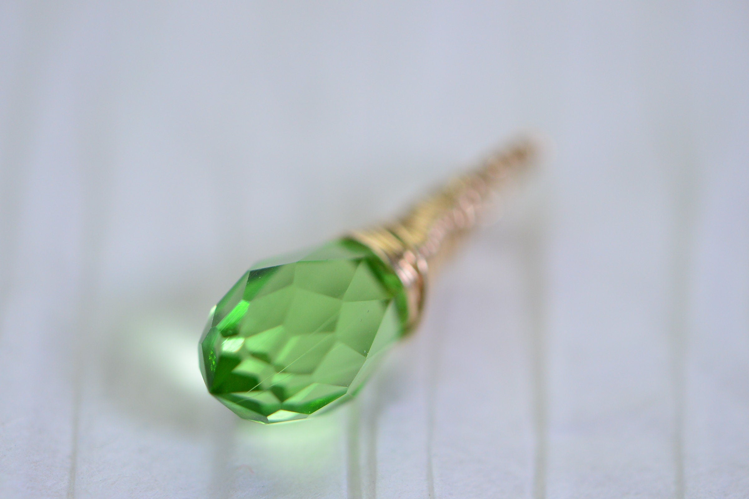 Peridot Crystal Pendant Wire Wrapped Briolette Birthstone August