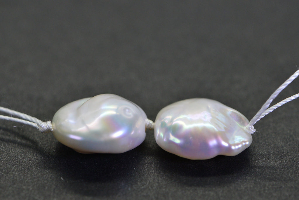 13mm White Coin Pearl Beads: Iridescent Freshwater Pearls for Earrings