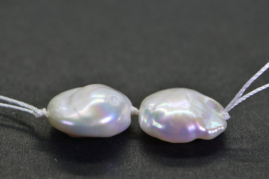 13mm White Coin Pearl Beads: Iridescent Freshwater Pearls for Earrings