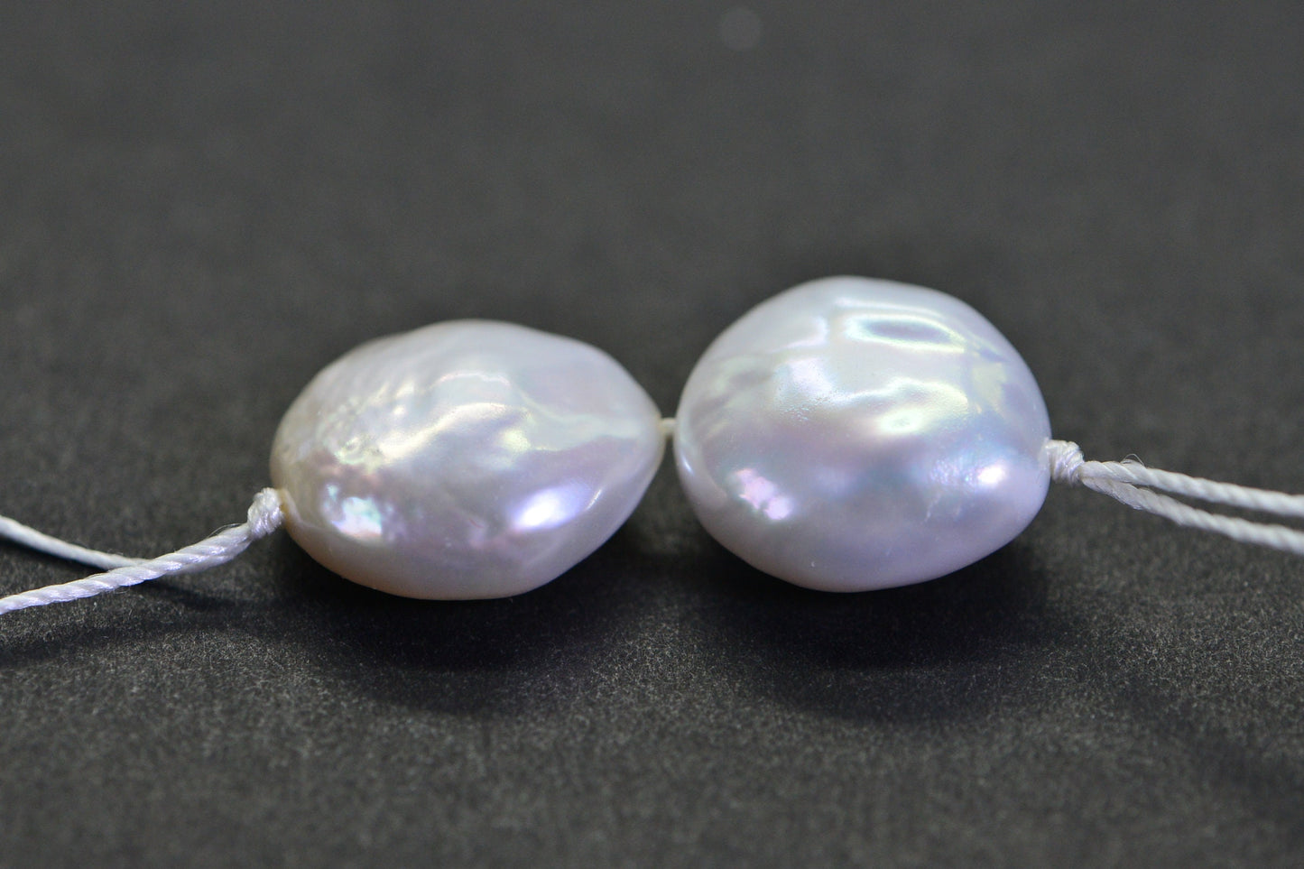 13mm White Coin Pearl Beads: Iridescent Freshwater Pearls for Earrings