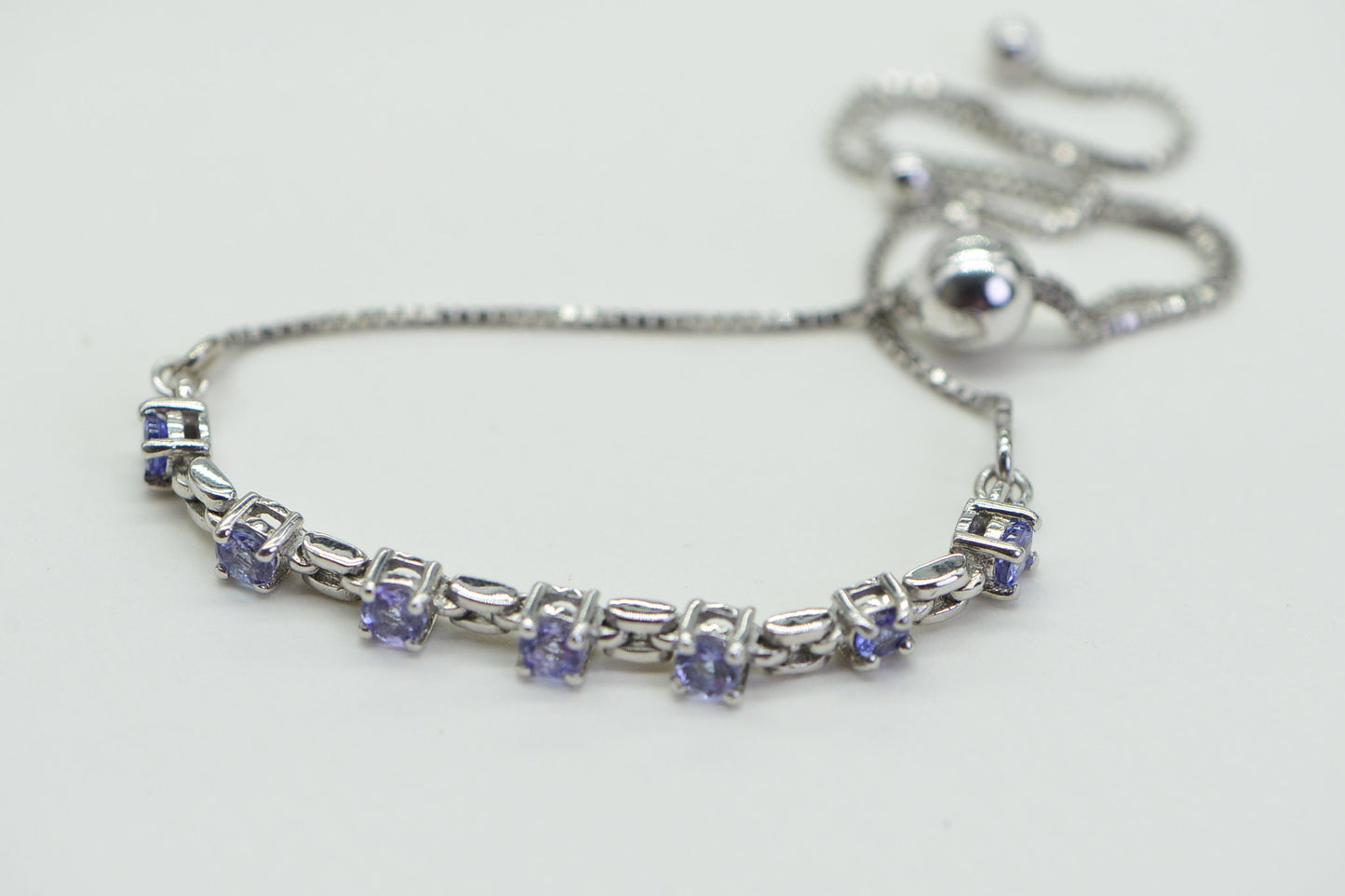 Tanzanite Bolo Bracelet: 925 Sterling Silver Adjustable Gemstone Bracelet