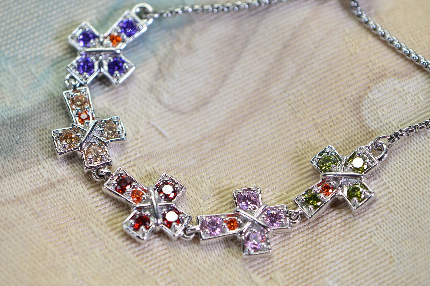 Rainbow Gemstone Cross Bracelet: Adjustable Bolo, 14K Gold Finish