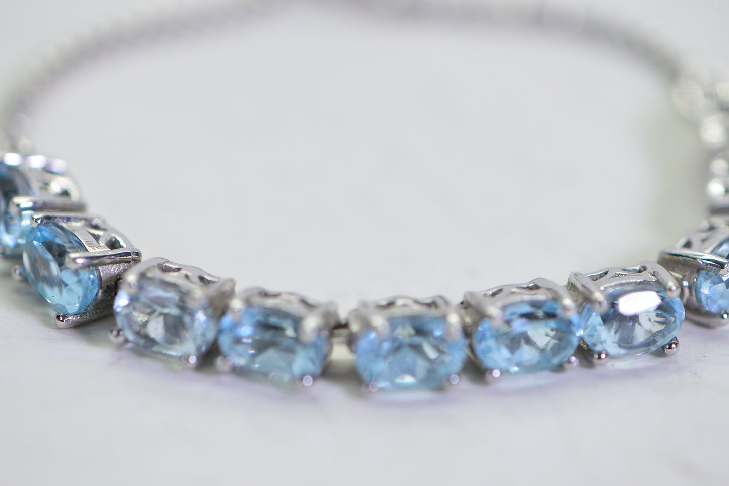 Natural Aquamarine Bolo Bracelet, Sterling Silver Adjustable Tennis Bracelet