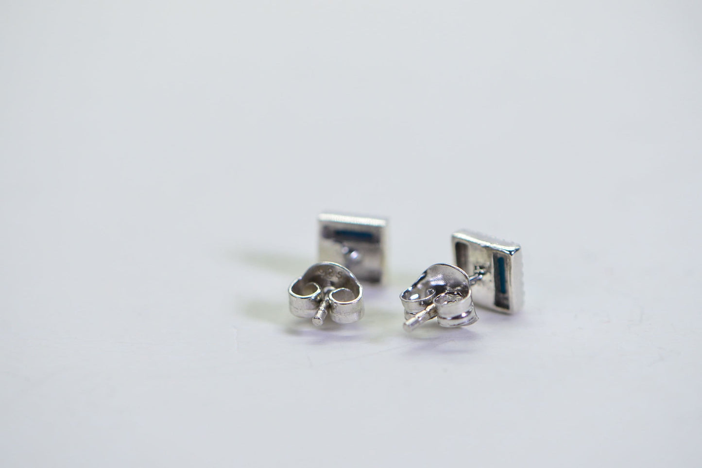 Sleeping Beauty Turquoise Stud Earrings, Sterling Silver Cushion Jewelry