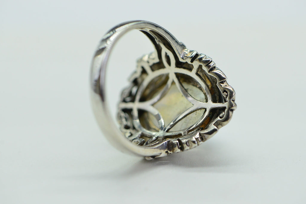 Rainbow Moonstone Ring: Solid Sterling Silver Statement Ring