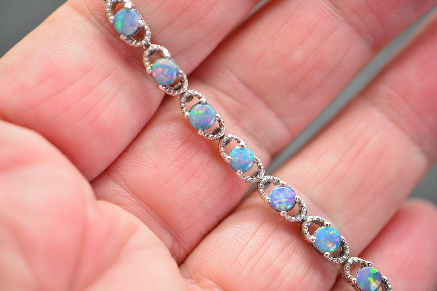 Australian Opal Sterling Silver Bolo Bracelet: Adjustable Delicate Jewelry