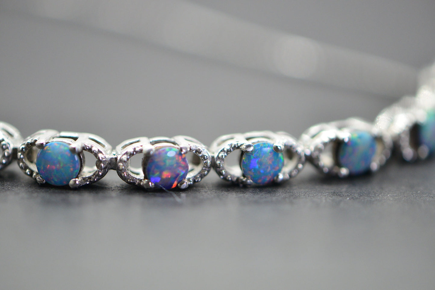 Australian Opal Sterling Silver Bolo Bracelet: Adjustable Delicate Jewelry