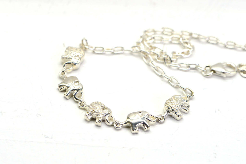 Sterling Silver Elephant Ankle Bracelet: Cable Chain Anklet