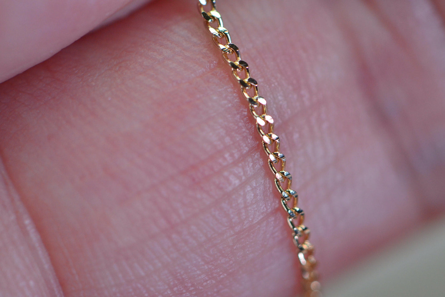 Vintage 14k Rose Gold Chain Necklace: Fine Curb Link, 25 inch