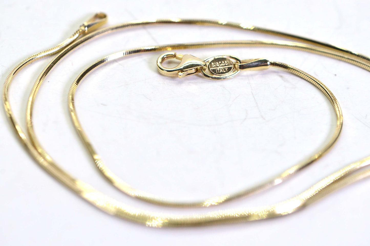 14K Yellow Gold Square Snake Chain Necklace - 18 Inch Vintage Estate
