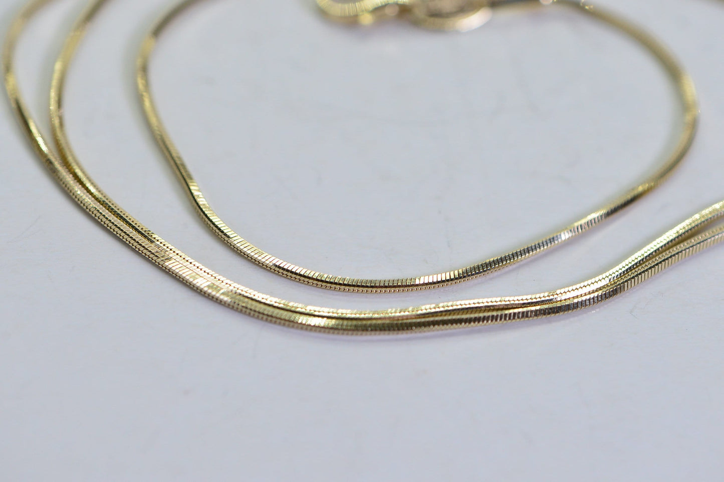 14K Yellow Gold Square Snake Chain Necklace - 18 Inch Vintage Estate