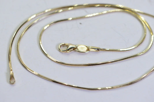 14K Yellow Gold Square Snake Chain Necklace - 18 Inch Vintage Estate