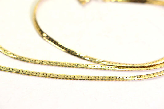 14K Yellow Gold Herringbone Chain Necklace - 18 inch Vintage Estate