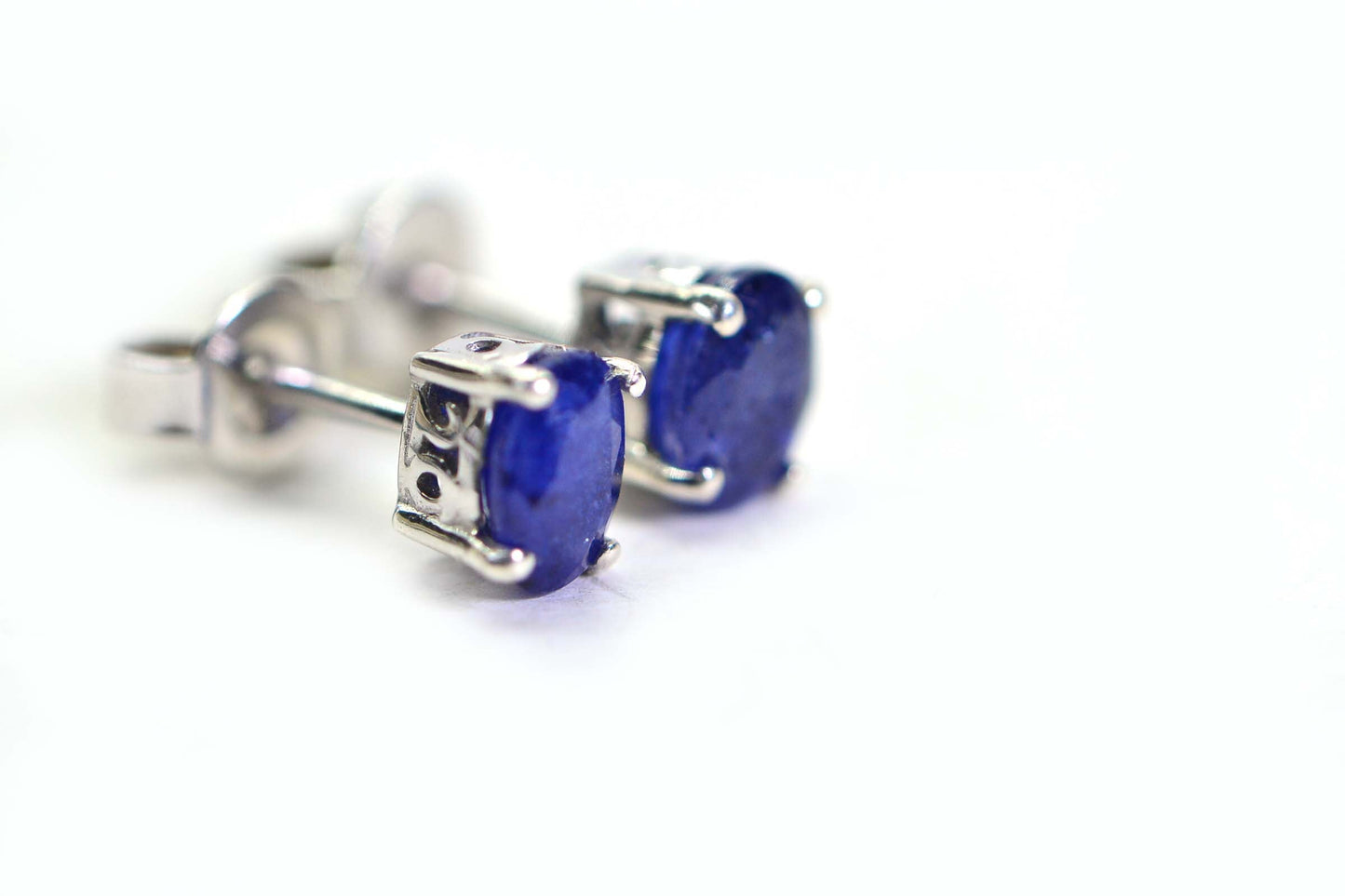 Natural Sapphire Royal Blue Sterling silver Stud Earrings Gemstone