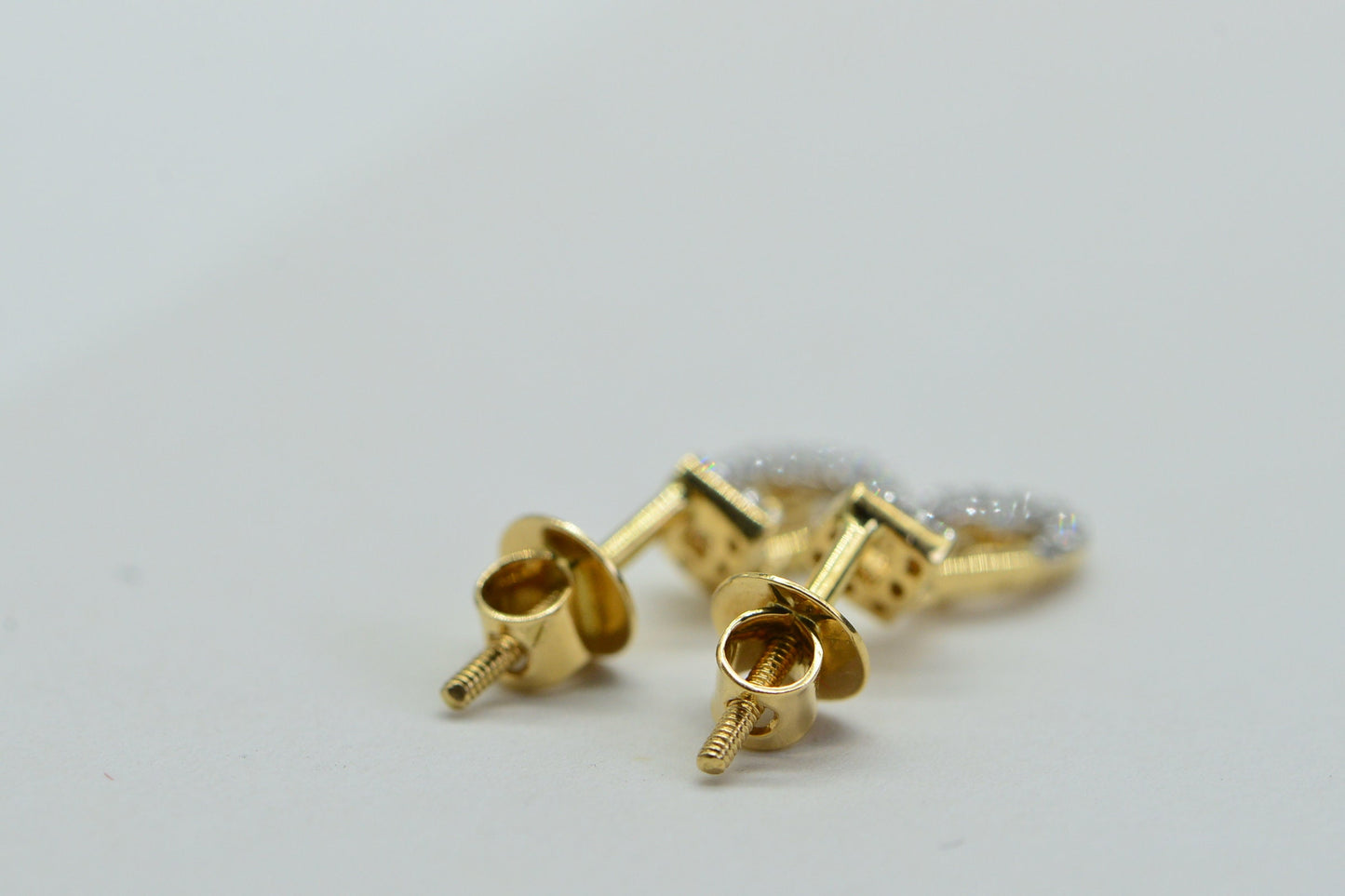 Authentic Diamond 18K  Gold Small Stud Earrings Drop Cluster Diamond Studs