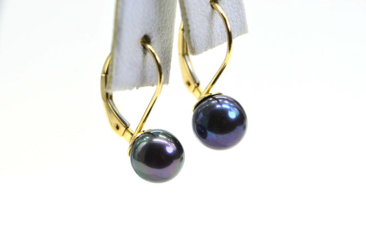 14K Gold Tahitian Black Pearl Earrings: Elegant Dainty Jewelry