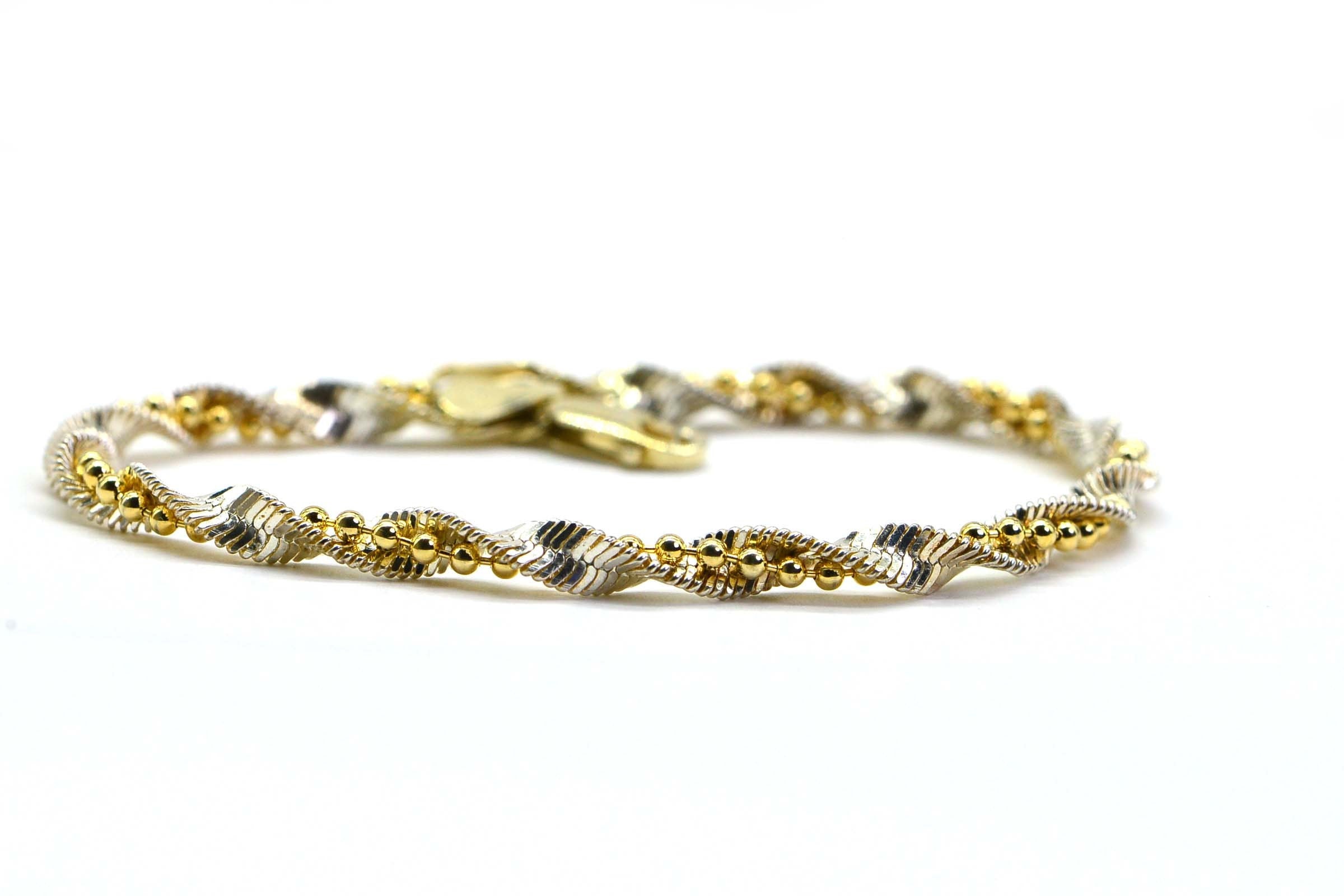 Twisted Herringbone Chain Bracelet Flat Two color  Sterling Silver 925 Fashion Women Dainty Bracelet