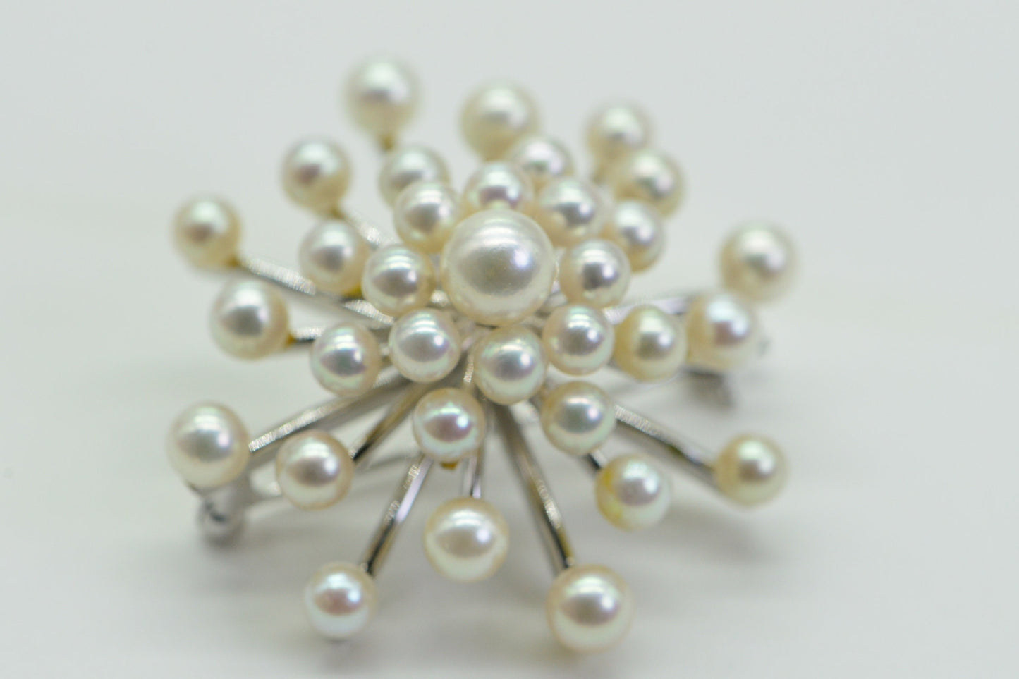 Freshwater Pearl Chanel Silver 925  Brooch pendant Vintage Sunburst Pearl Pin