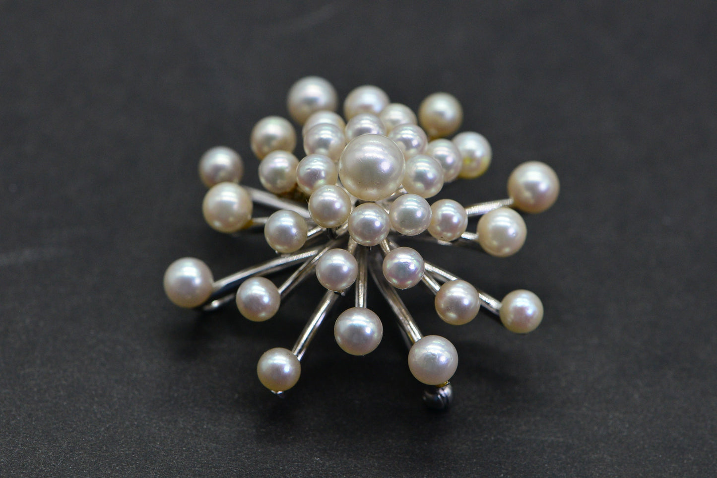 Freshwater Pearl Chanel Silver 925  Brooch pendant Vintage Sunburst Pearl Pin