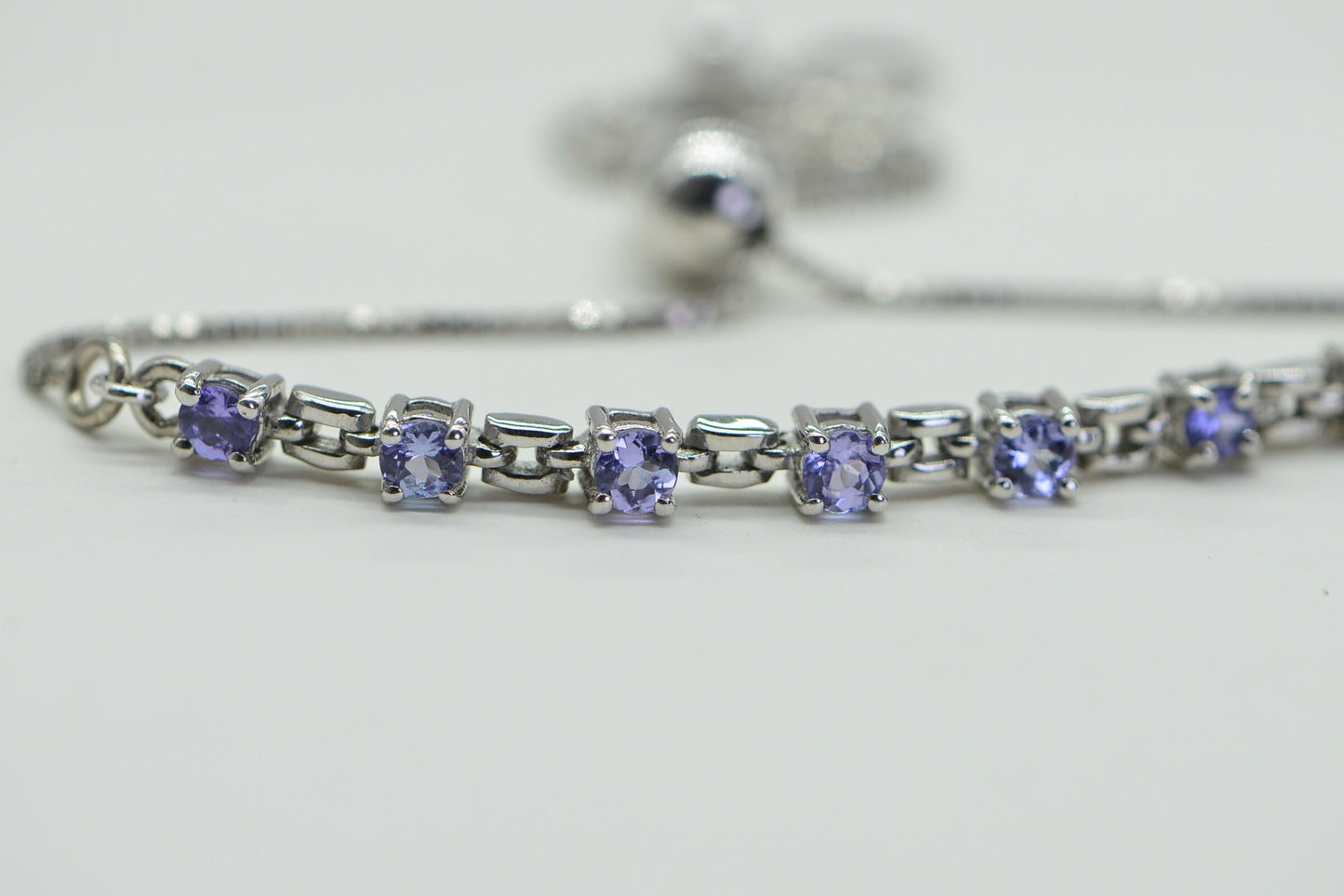 Tanzanite Bolo Bracelet: 925 Sterling Silver Adjustable Gemstone Bracelet