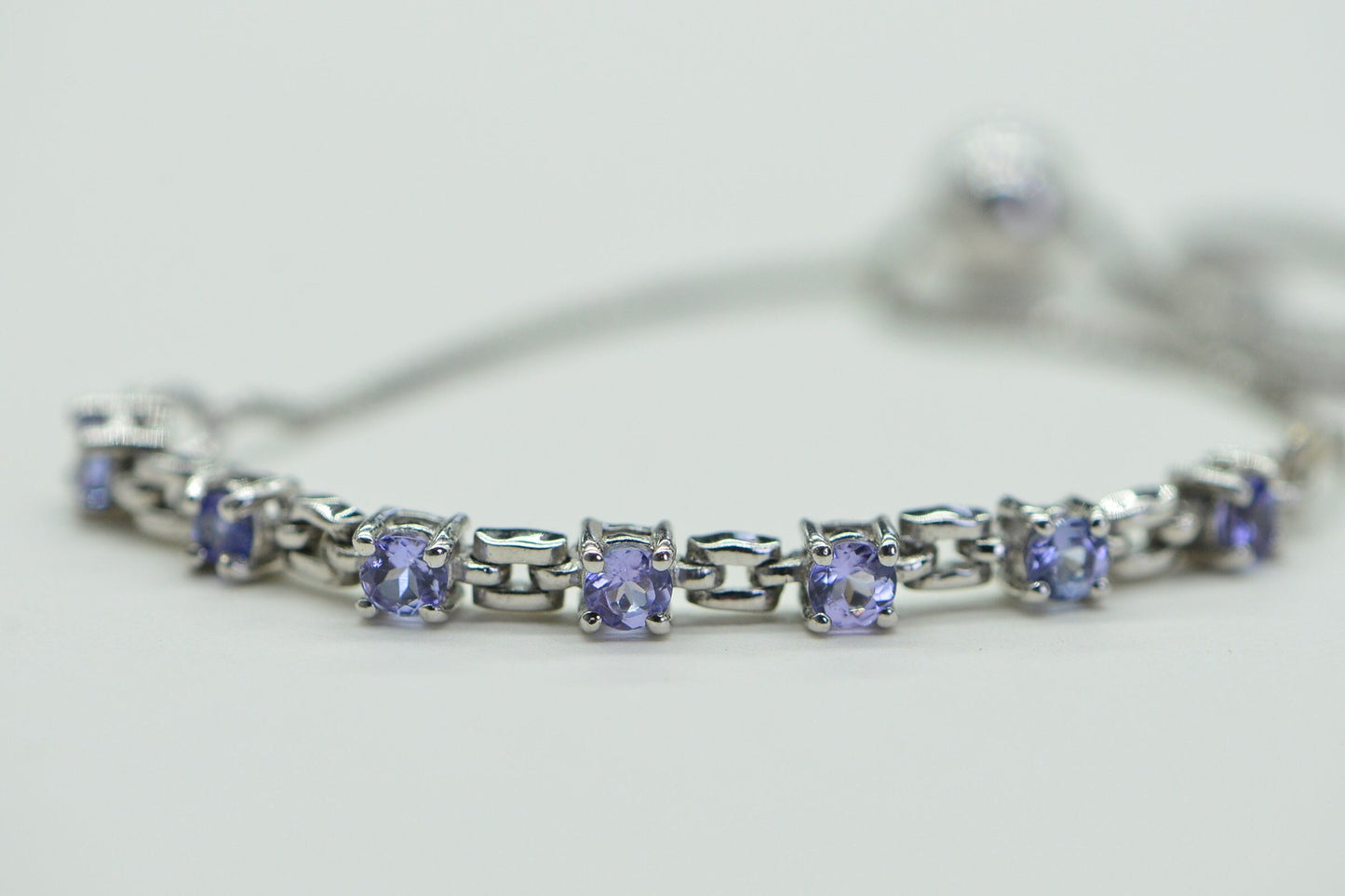 Tanzanite Bolo Bracelet: 925 Sterling Silver Adjustable Gemstone Bracelet