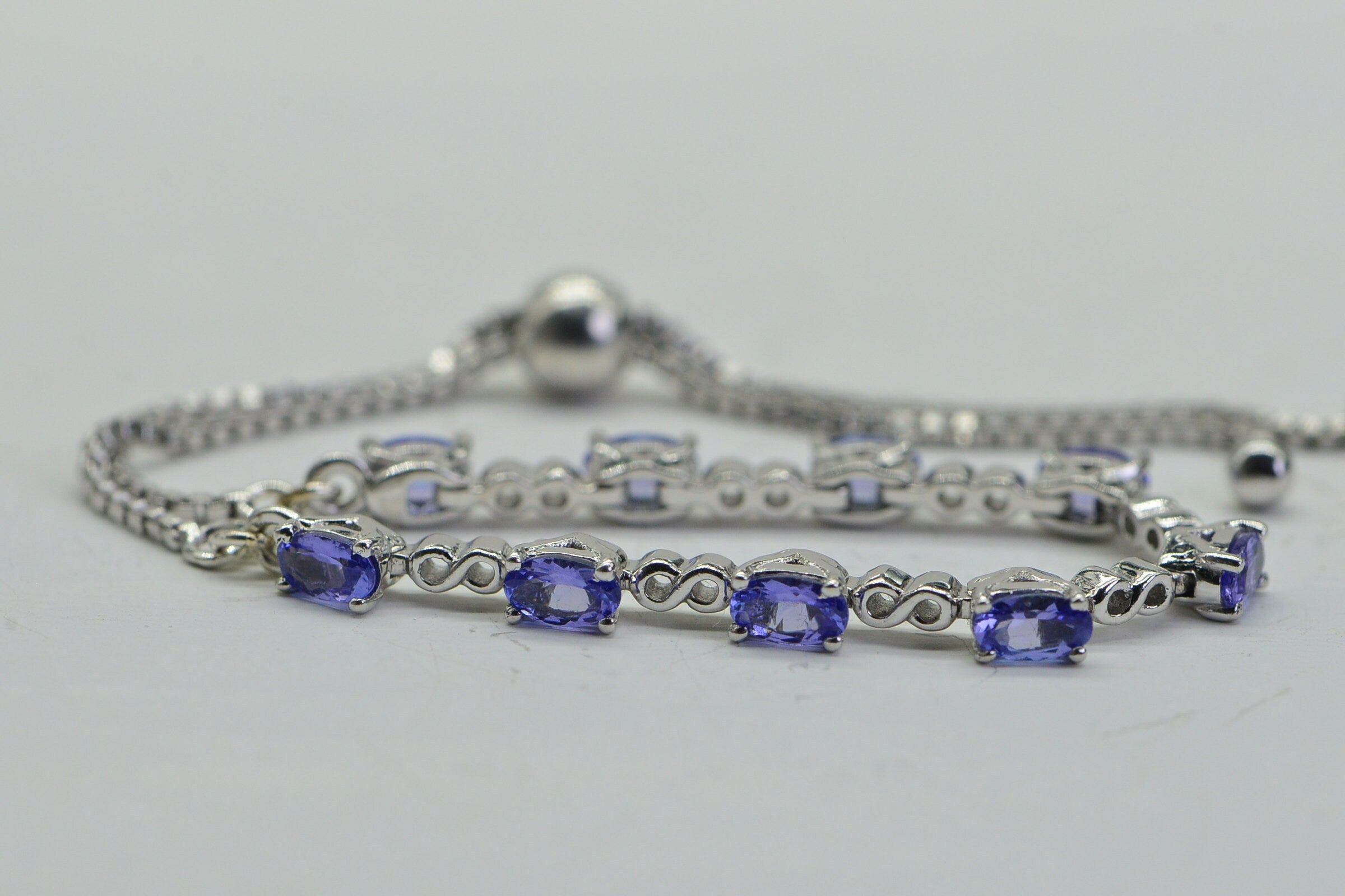 Natural Tanzanite Tennis Bracelet: Sterling Silver Bolo Bracelet, December Birthstone