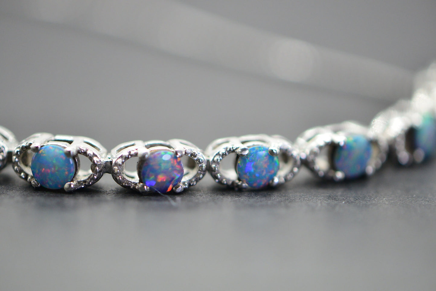 Australian Opal Sterling Silver Bolo Bracelet: Adjustable Delicate Jewelry