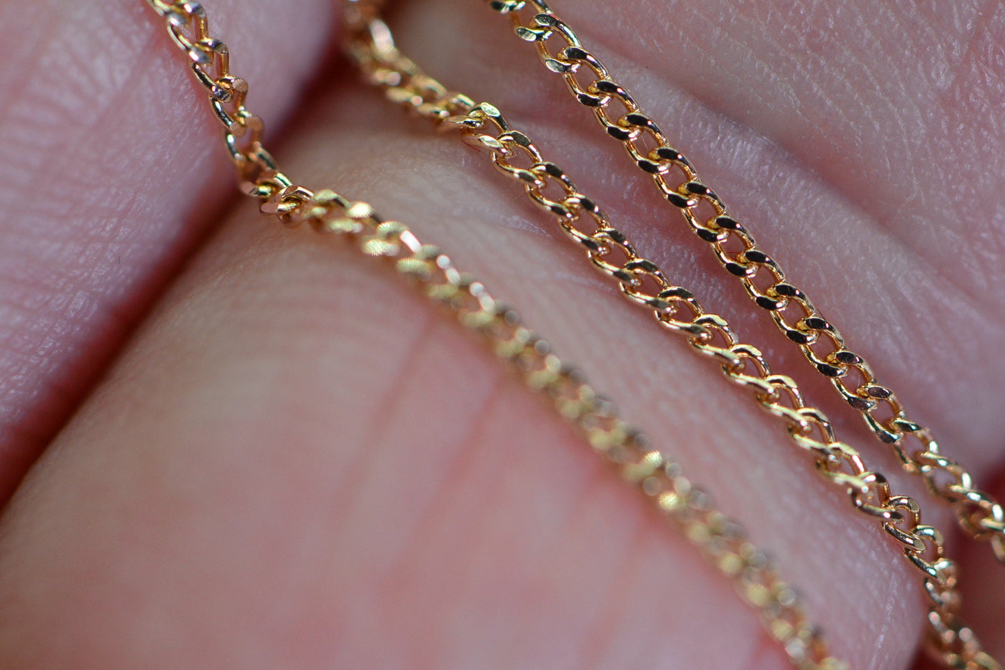 Vintage 14k Rose Gold Chain Necklace: Fine Curb Link, 25 inch