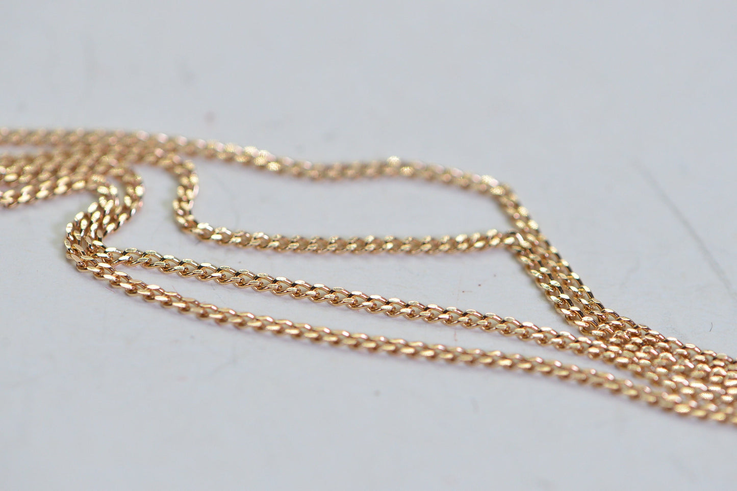 Vintage 14k Rose Gold Chain Necklace: Fine Curb Link, 25 inch