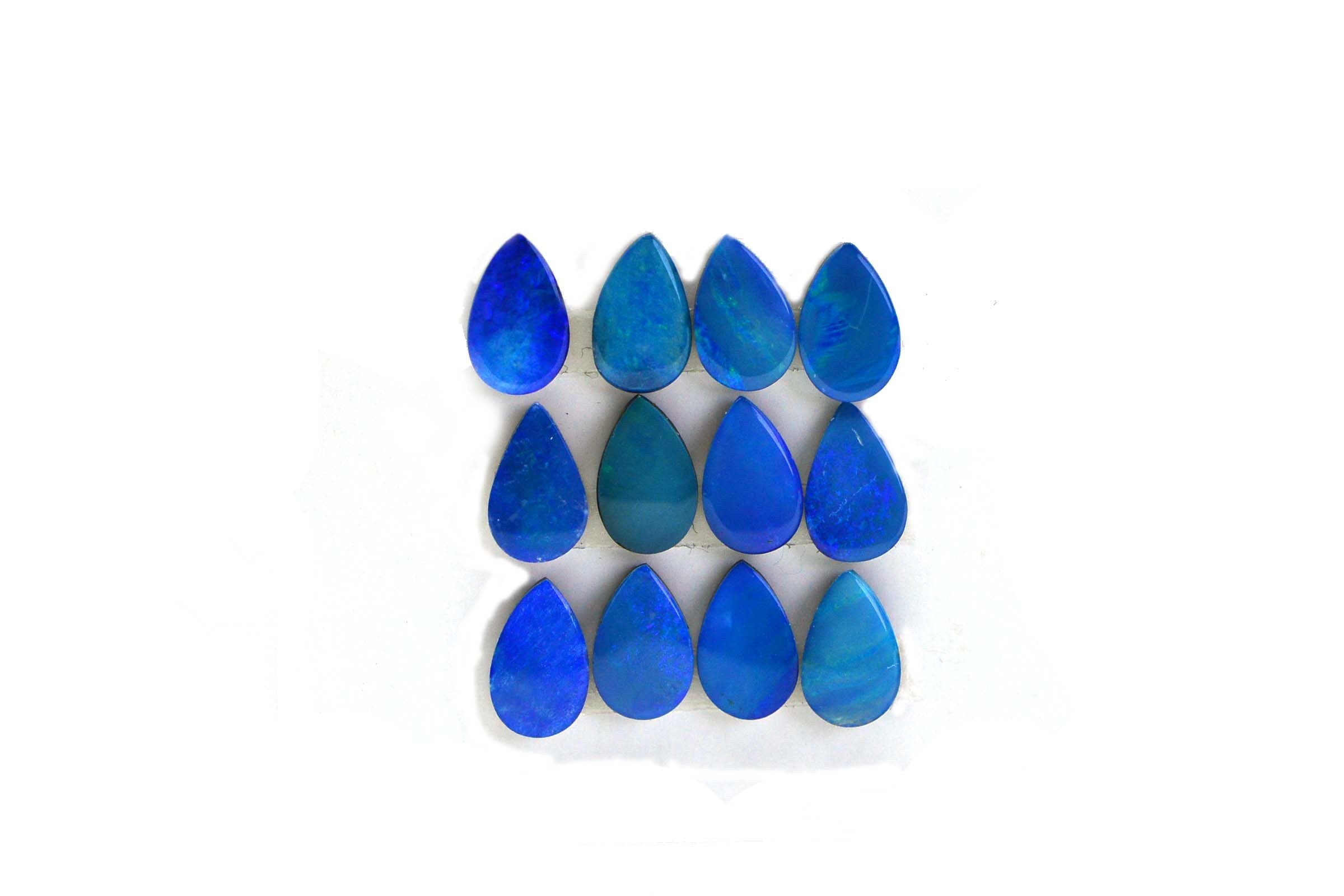 Black Opal Pear Pair: Australian Boulder Opal Doublet (8X5X1.8 mm)