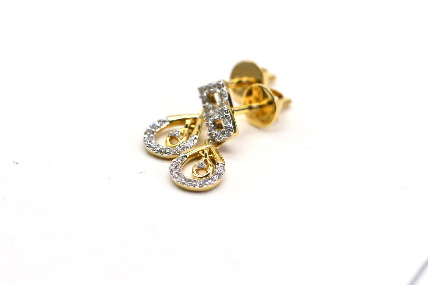 Authentic Diamond 18K  Gold Small Stud Earrings Drop Cluster Diamond Studs