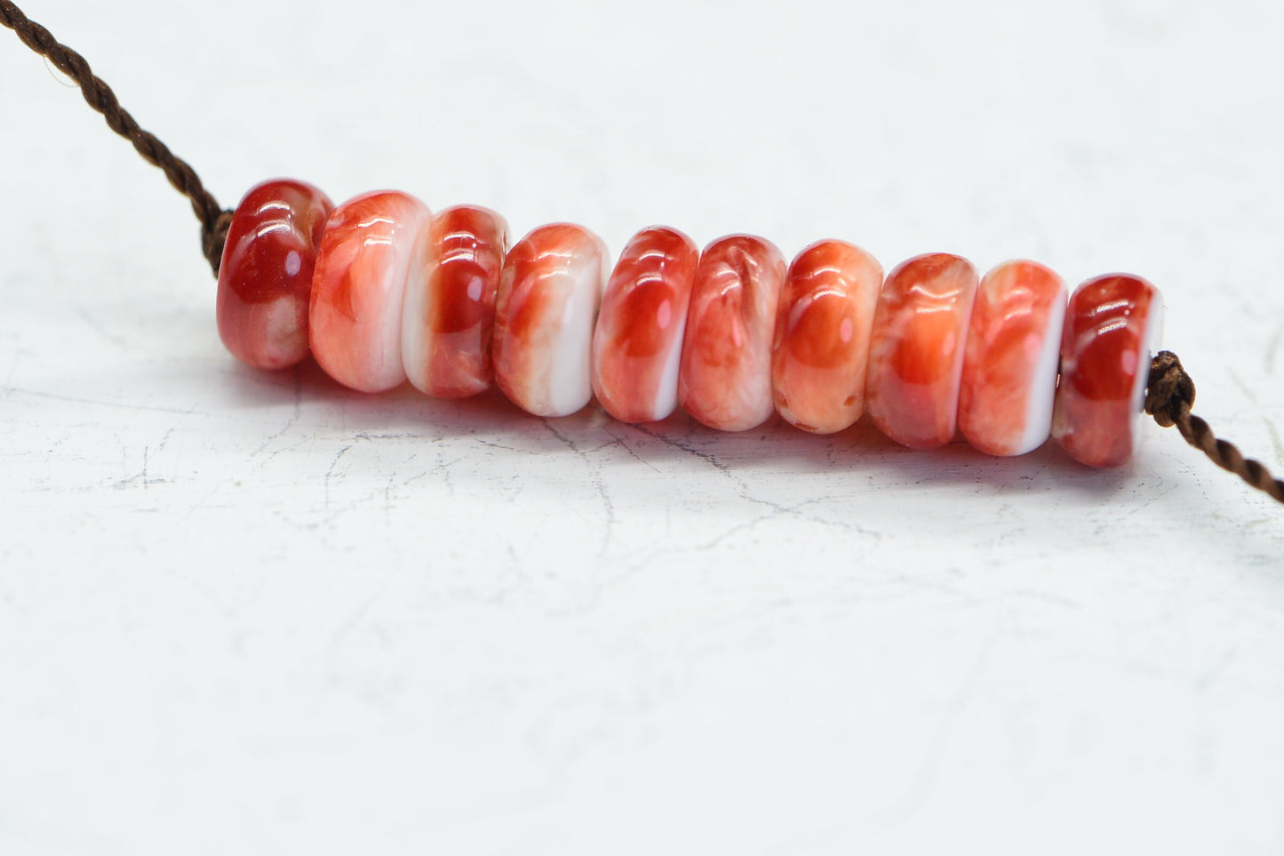 6mm Spiny Oyster Shell Rondelle Beads: Bright Orange Jewelry Making Supplies
