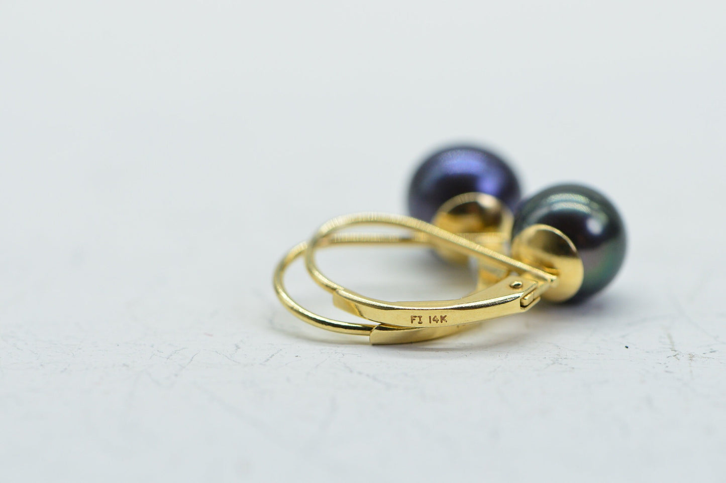 14K Gold Tahitian Black Pearl Earrings: Elegant Dainty Jewelry