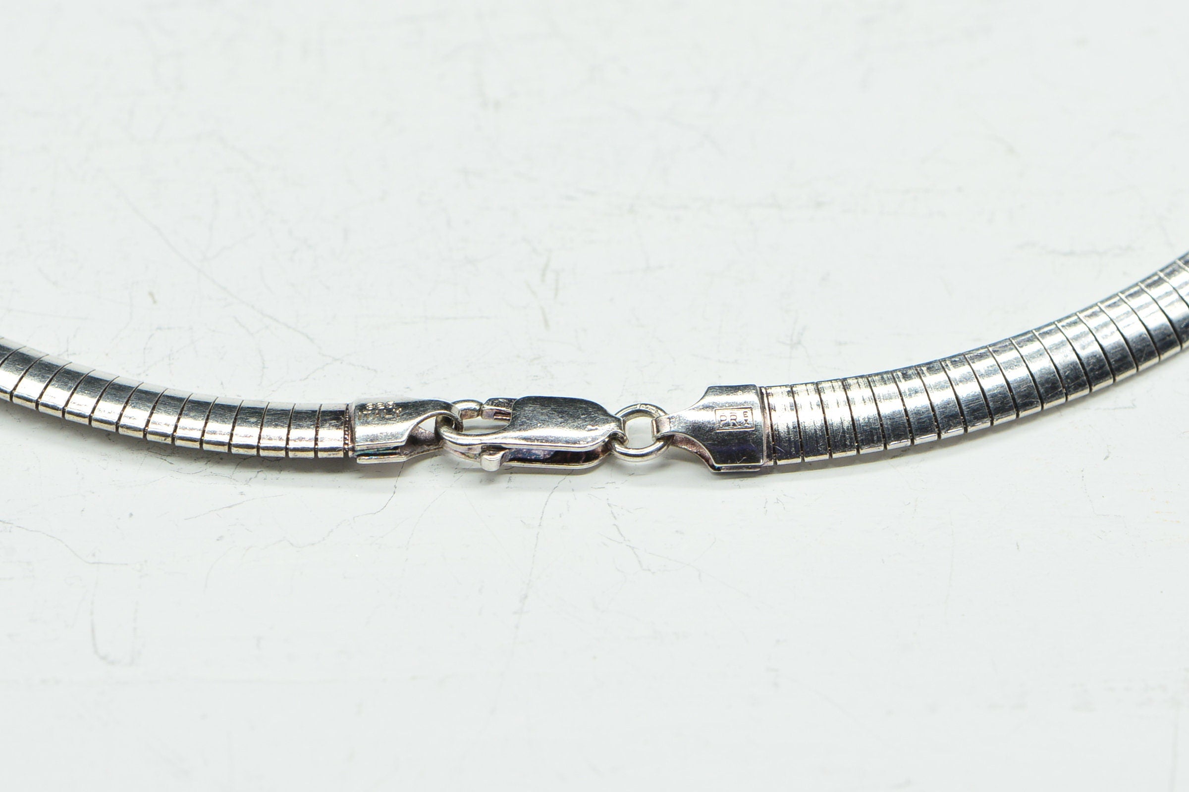 Vintage Sterling Silver Omega Choker Necklace - Italy