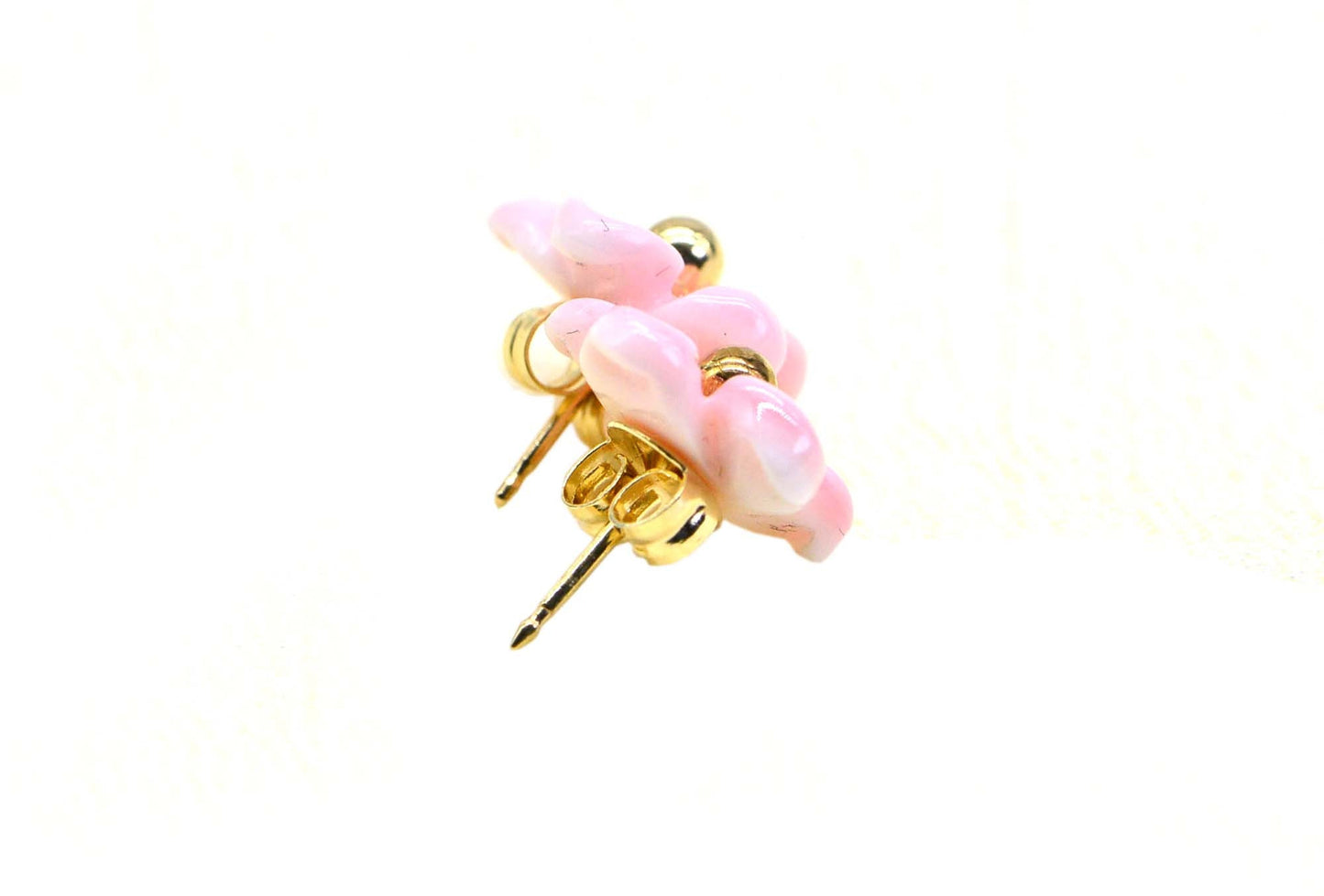 Queen Conch Pink Rose Earrings, Sterling Silver CZ Studs