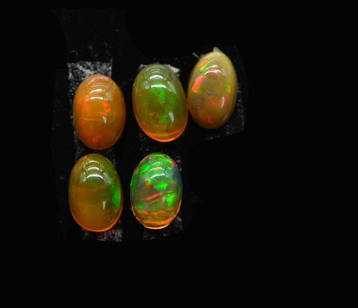 Orange Ethiopian Opal Cabochon 7X5mm: Rainbow Gemstone Jewelry Supplies