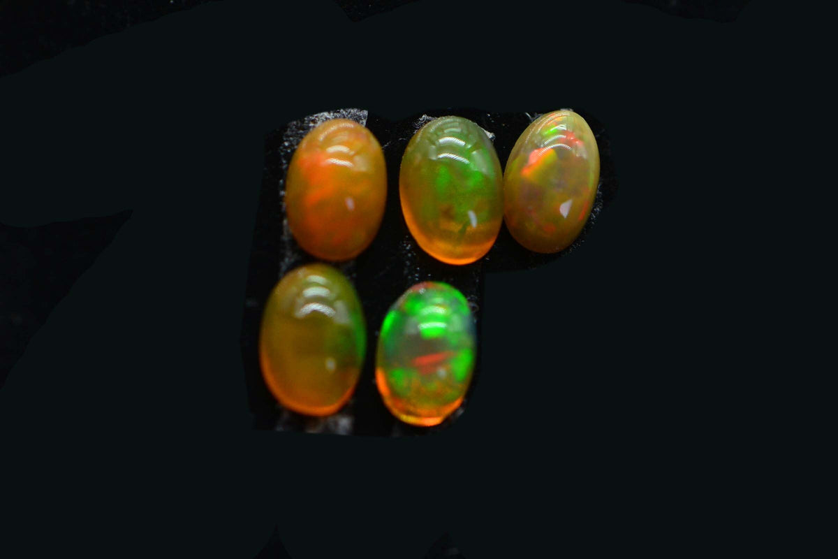 Orange Ethiopian Opal Cabochon 7X5mm: Rainbow Gemstone Jewelry Supplies