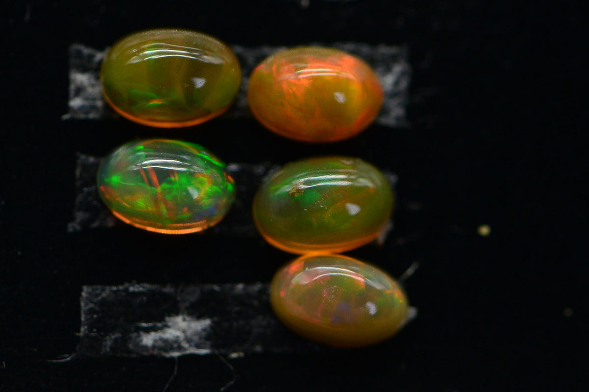Orange Ethiopian Opal Cabochon 7X5mm: Rainbow Gemstone Jewelry Supplies