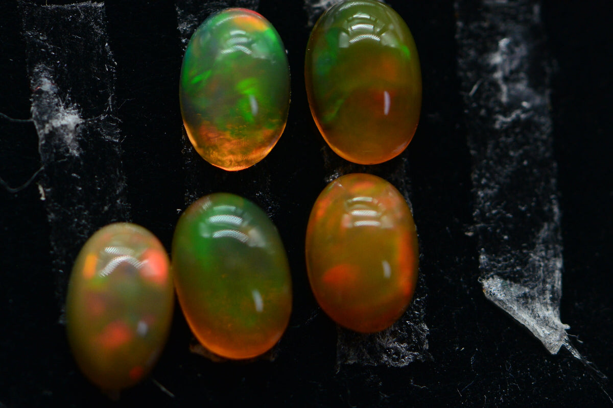 Orange Ethiopian Opal Cabochon 7X5mm: Rainbow Gemstone Jewelry Supplies
