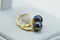 Vintage 70s Black Pearl Earrings: 14K Yellow Gold Leverbacks