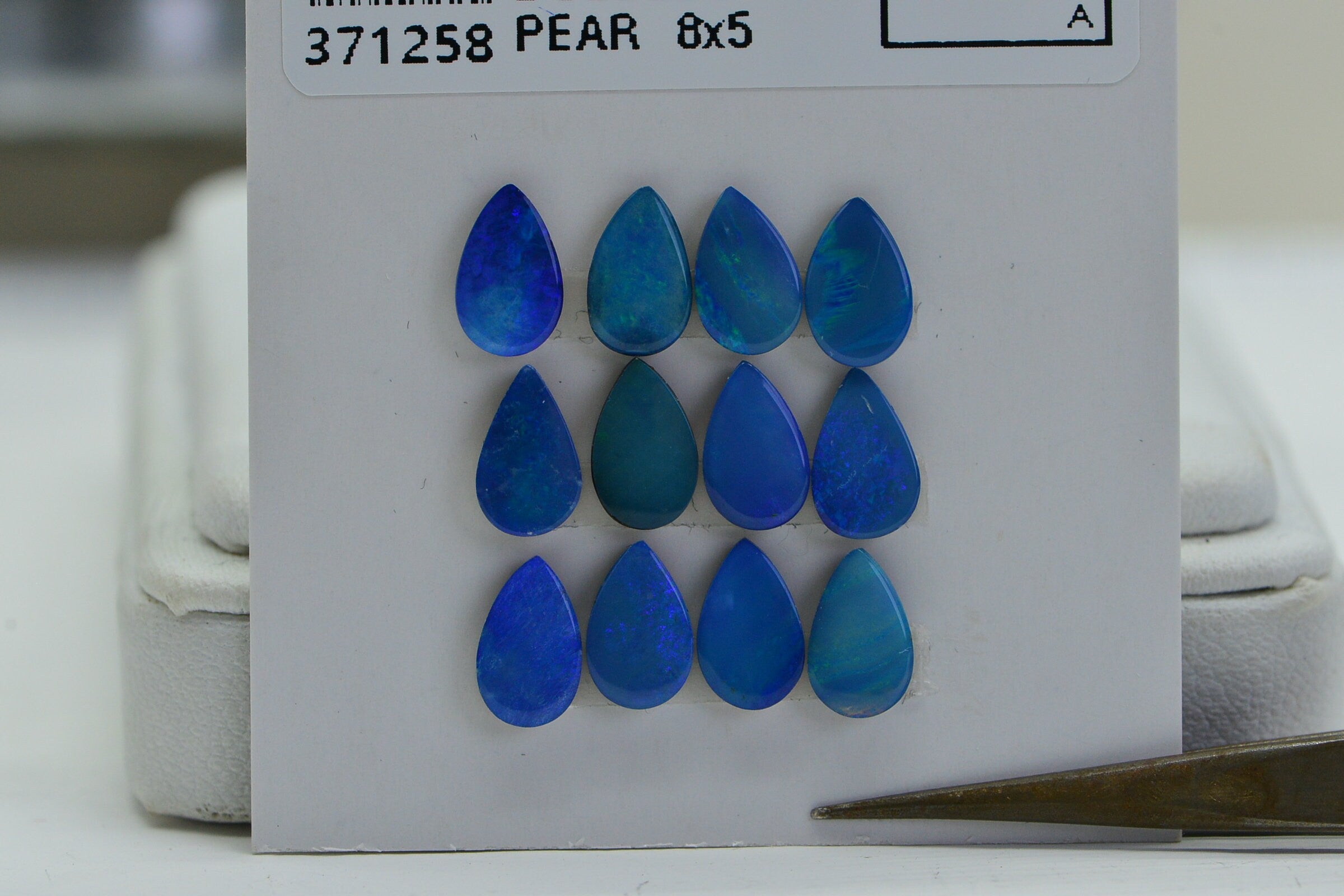 Black Opal Pear Pair: Australian Boulder Opal Doublet (8X5X1.8 mm)