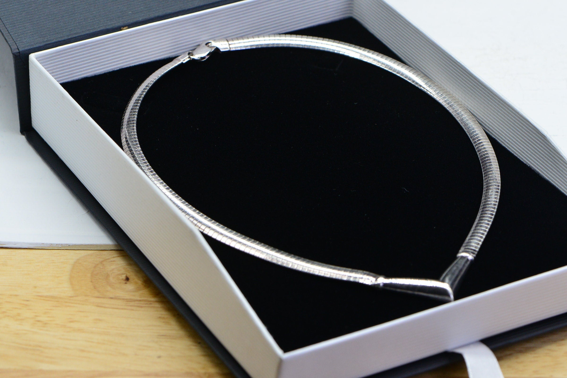 Vintage Sterling Silver Omega Choker Necklace - Italy