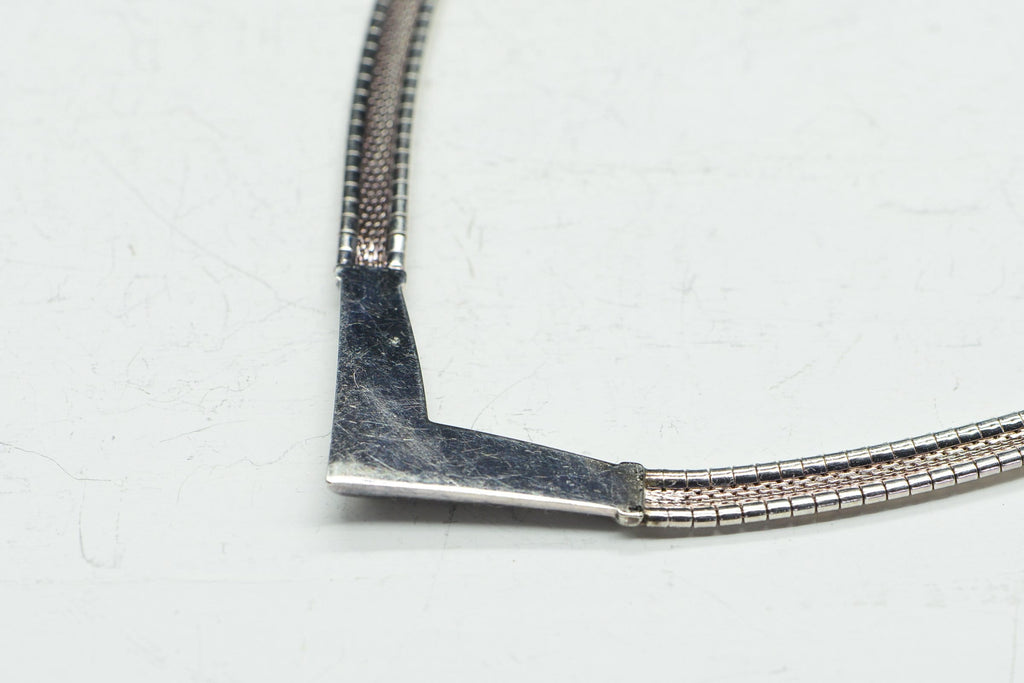 Vintage Sterling Silver Omega Choker Necklace - Italy