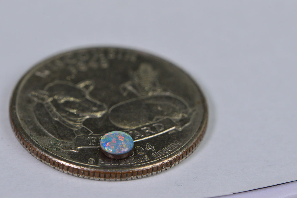 1 stone  Australian Black Opal Cabochons: Blue Green Round Gemstones (4mm)