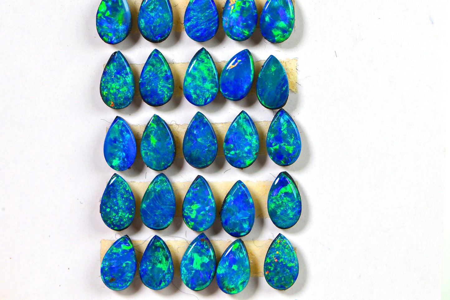 AAA Australian Black Opal Doublet Cabochon: Metallic Teardrop Gemstone (3X5mm) One Stone