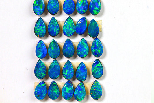 AAA Australian Black Opal Doublet Cabochon: Metallic Teardrop Gemstone (3X5mm) One Stone