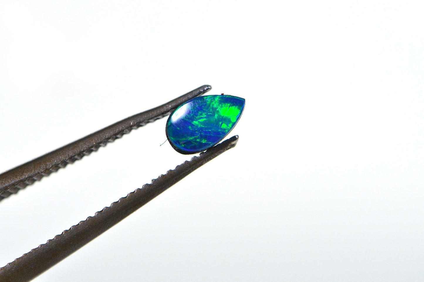AAA Australian Black Opal Doublet Cabochon: Metallic Teardrop Gemstone (3X5mm) One Stone