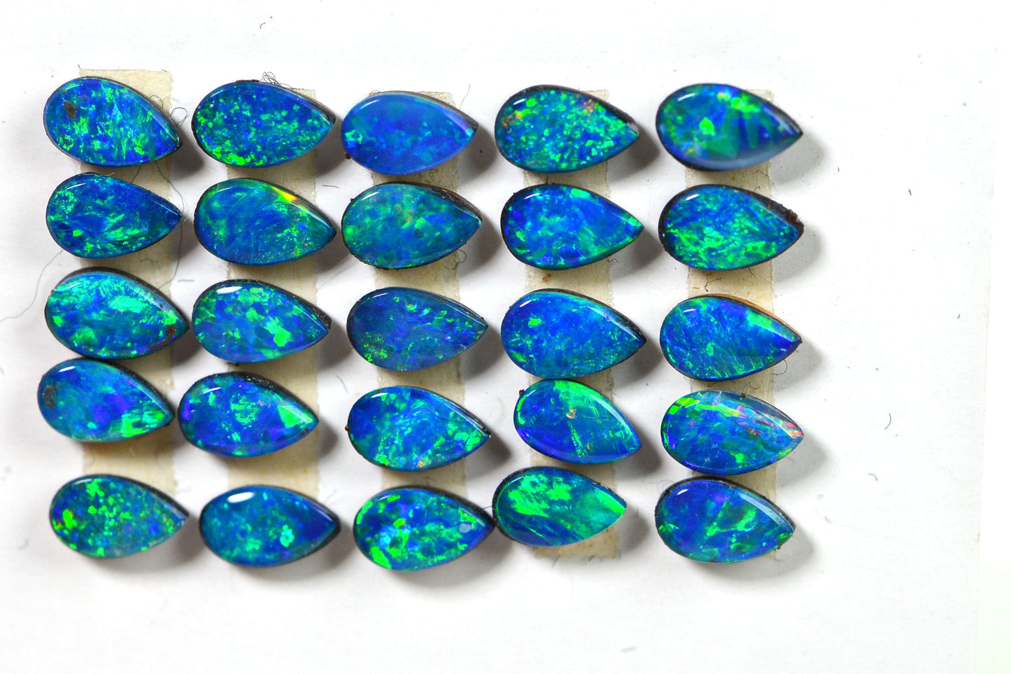 AAA Australian Black Opal Doublet Cabochon: Metallic Teardrop Gemstone (3X5mm) One Stone